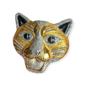Vintage Kathrine Baumann Gold Panther Belt Buckle 1993 ~ Missing some crystals